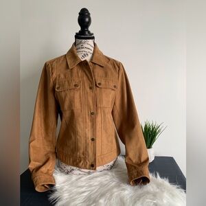 Reitmans Tan Brown Suede-Look Button Front Jacket
